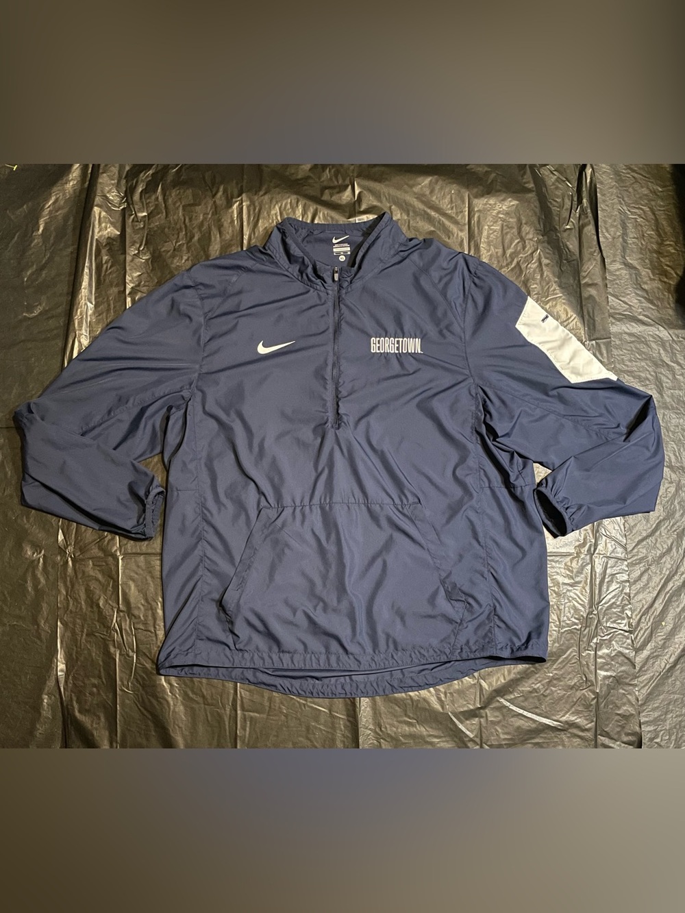 Nike Navy Georgetown Half-Zip Windbreaker with White Accents